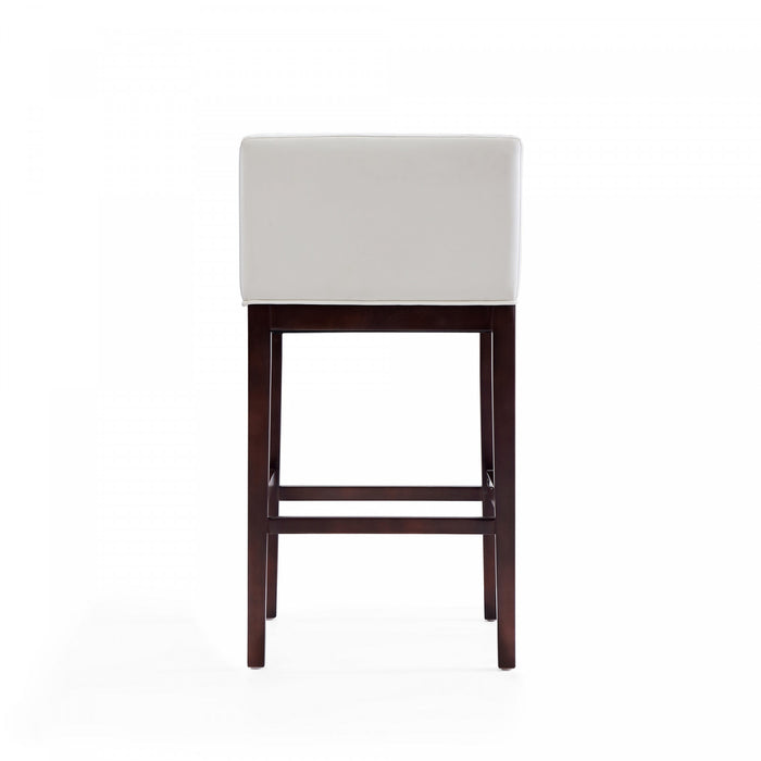 Kingsley Mid-Century Modern Wood Upholstered Barstool in Ivory - Set of 3