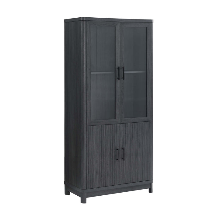 Jodie Mid-Century Modern 31\" Bookcase Cabinet in Charcoal Gray (6-Shelf) - Set of 3