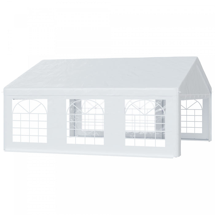 Outsunny 20' X 20' Heavy Duty Party Tent, Carport Garage Canopy, Patio Gazebo Canopy With Removable Sidewall, White