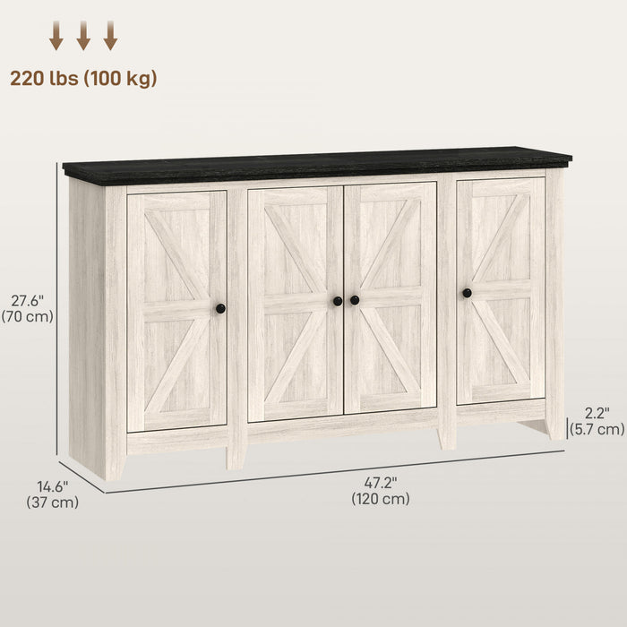 HOMCOM Sideboard Cabinet with Adjustable Shelves, Doors, White Wood Grain