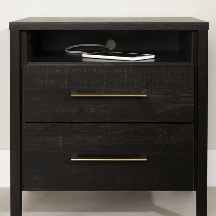 Gravity 2-drawer Nightstand - Rubbed Black 