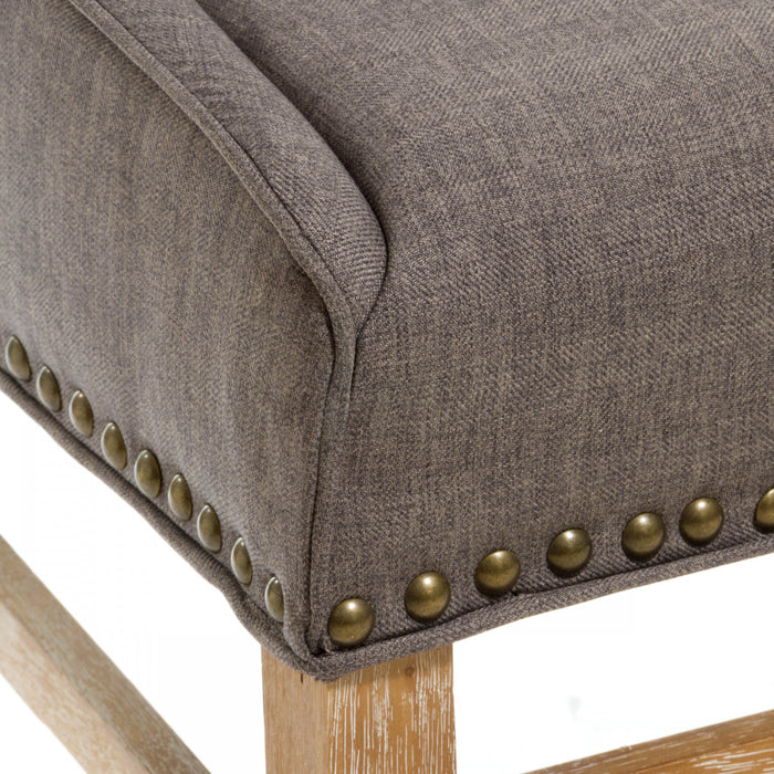 Lance Nailhead Trim Upholstered Fabric Dining Chair, Brown Grey