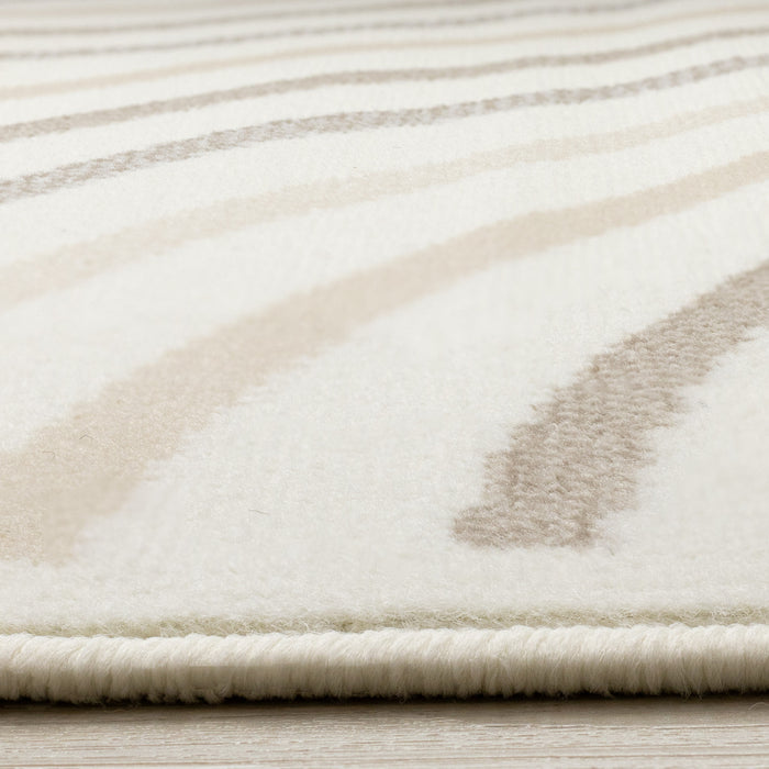 Florence Cream Beige Brown Curved Lines Design Rug, 7'6\" x 9'6\" Indoor Area Rug