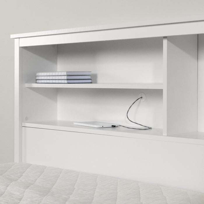 Vito Mates Bed With Bookcase Headboard Set - Pure White 