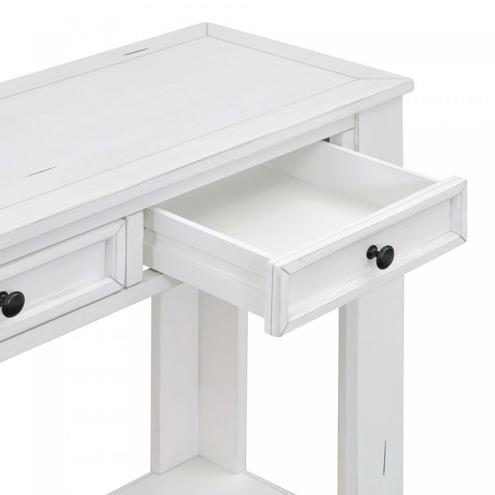 Gracie Solid Wood Console Table With Drawers And Shelf - Antique White