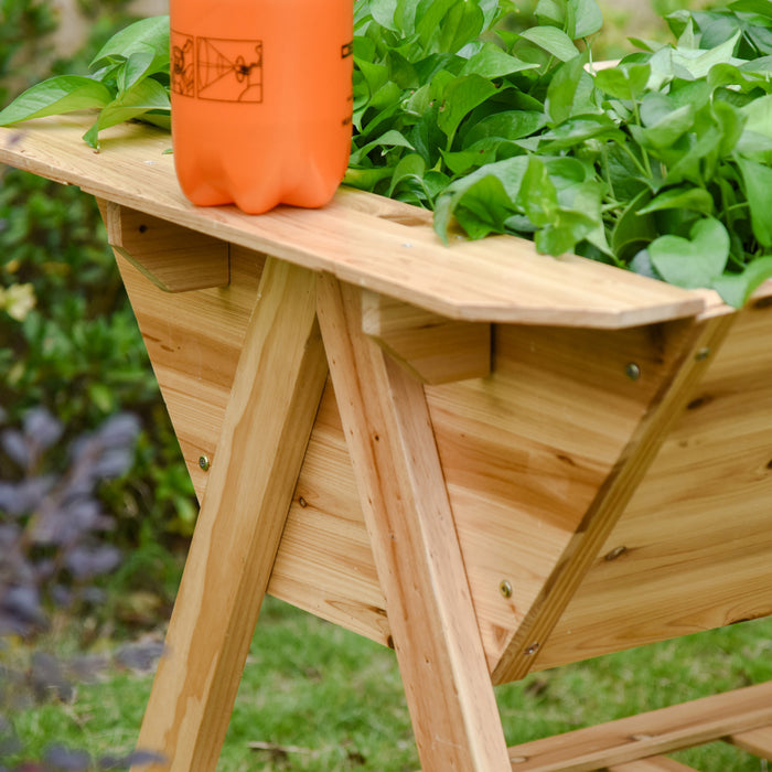 Outsunny Elevated Planter Box With Legs Raised Garden Bed Outdoor Free Standing Wooden Planter With Storage Shelf Plates For Vegetables Flower Herb, 58.5\" X 31\" X 32.25\"