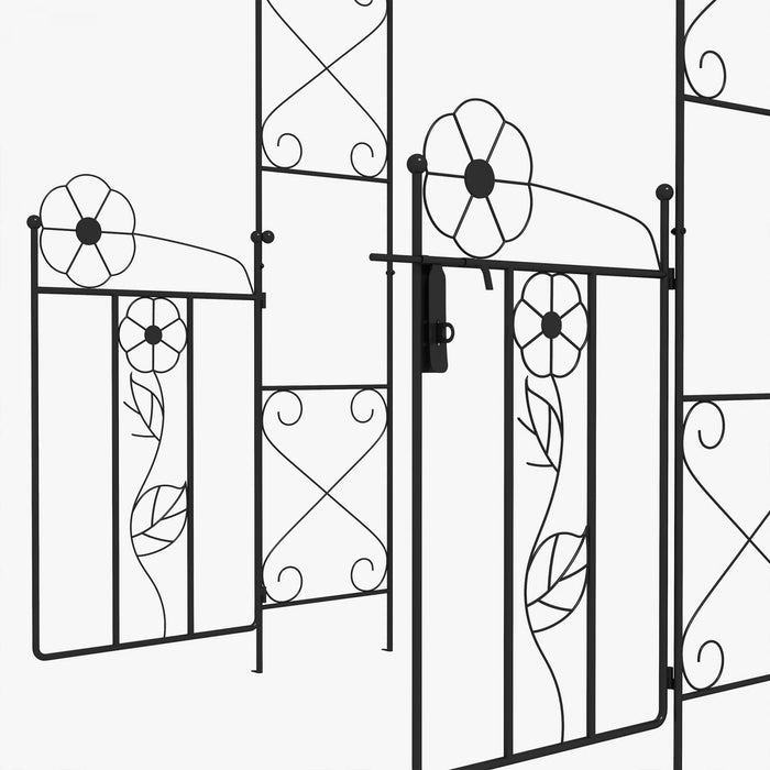 Outsunny Metal Garden Arch W/ Gate Garden Arbor Trellis For Climbing Plants