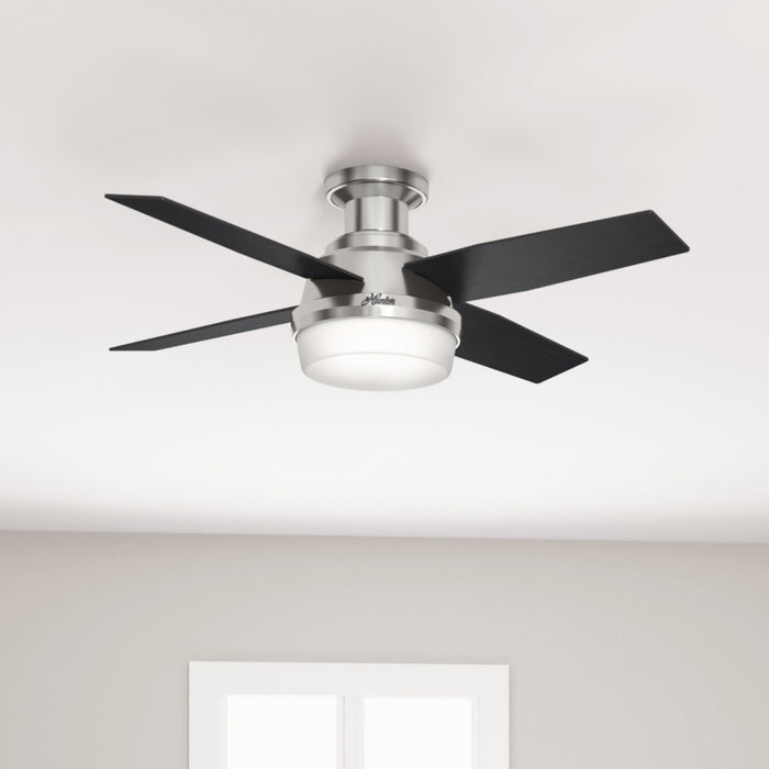 Dempsey Low Profile Ceiling Fan with Light Fixture - Black
