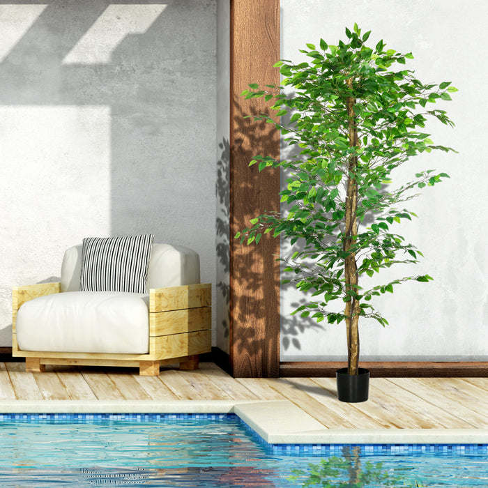 HOMCOM 2 Piece 6ft Artificial Trees Ficus for Indoor Home Decor
