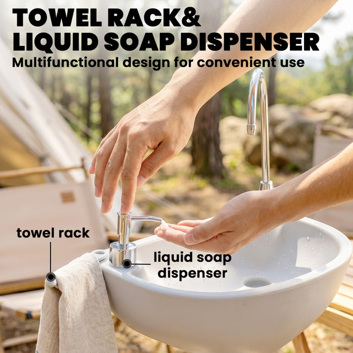 kleankin Portable Camping Sink Hand Wash Station with 17L Water Tank
