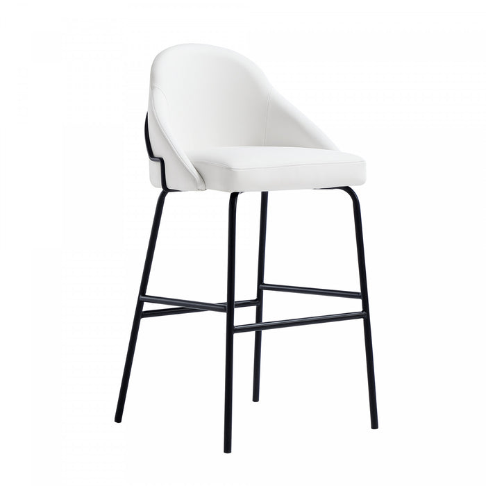 Gracie Modern Metal Upholstered Barstool in White and Black Bar Stool