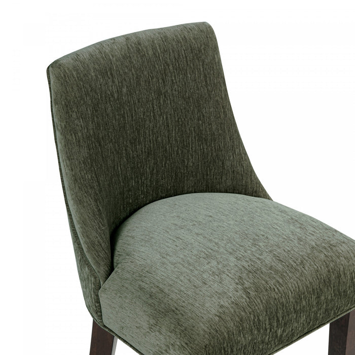 Beever Modern Chenille Wood Upholstered Barstool in Forest Green