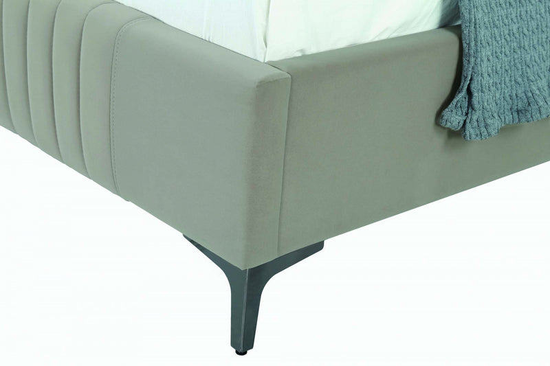 Promenade Mid-Century Modern Upholstered Velvet Queen Bed in Rustic Taupe