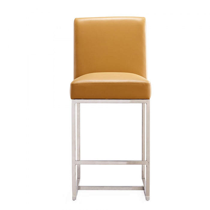 Element Modern Metal Upholstered Counter Stool in Camel - Set of 3