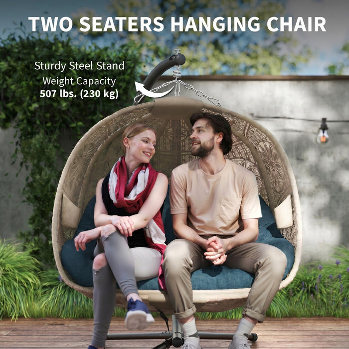 Outsunny Hanging Egg Chair with Stand, Foldable Basket Swing Chair