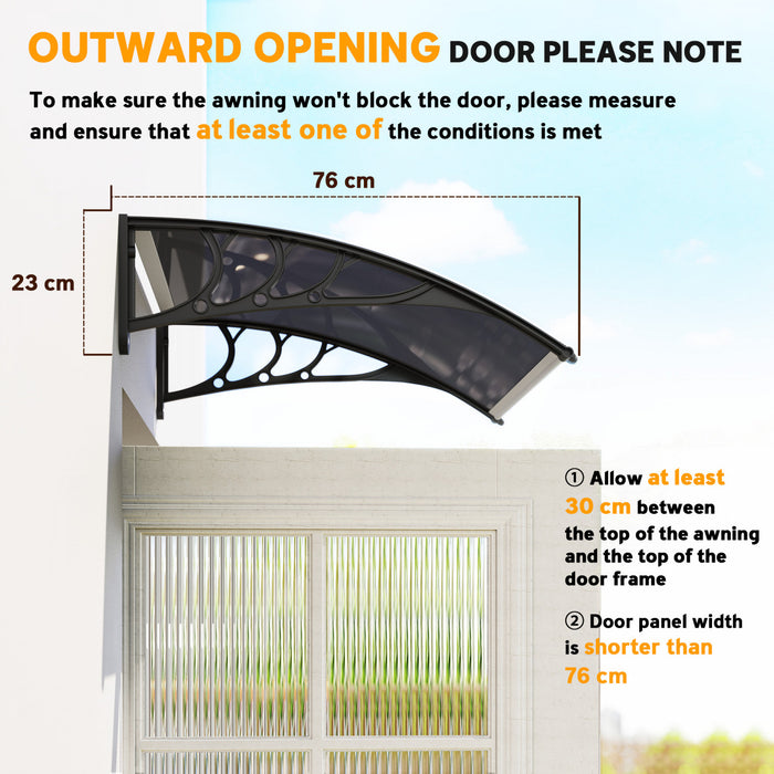 Outsunny Window Awning Door Canopy with Solid Panel, Transparent