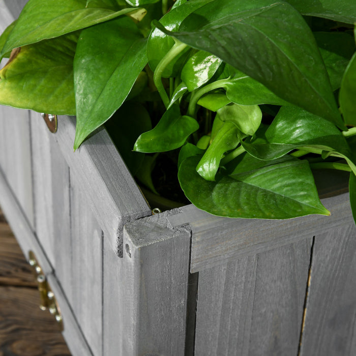 Outsunny 28\" X 12\" Foldable Raised Garden Bed, Elevated Planter Box, Wooden Planting Bed For Backyard, Patio To Grow Vegetables, Herbs, And Flowers, Grey