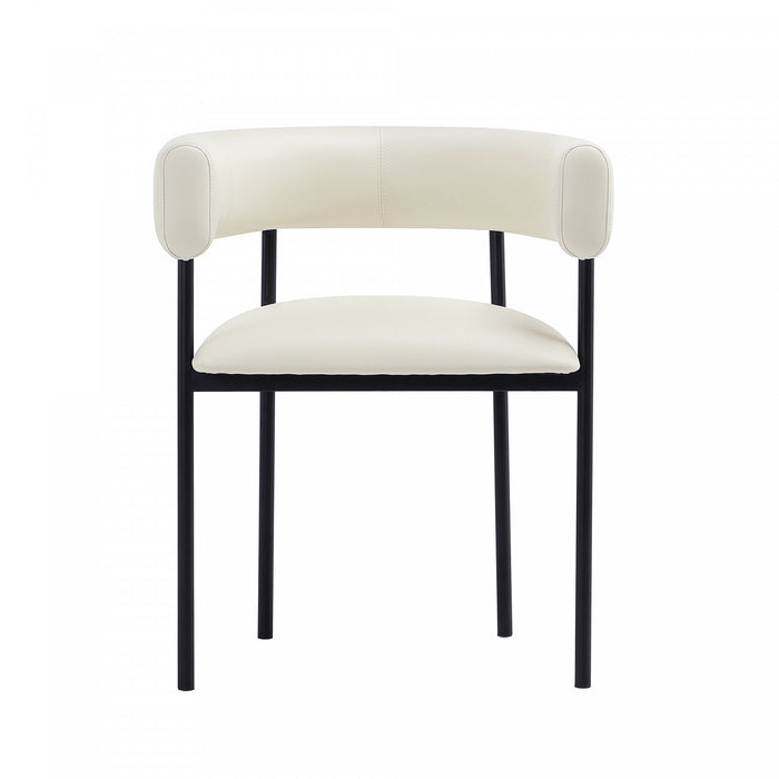 Onda Contemporary Vegan Leather Metal Dining Chair in Ivory