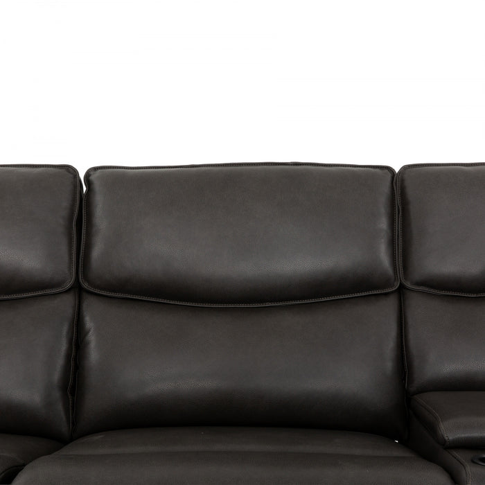 Rocco 6-Piece Leather Match Power Reclining Sectional with Adjustable Headrests and Storage Console - Espresso