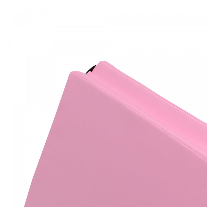 Soozier 4'x6'x2'' Folding Gymnastics Tumbling Mat, Exercise Mat With Carrying Handles For Yoga, Mma, Martial Arts, Stretching, Core Workouts, Pink