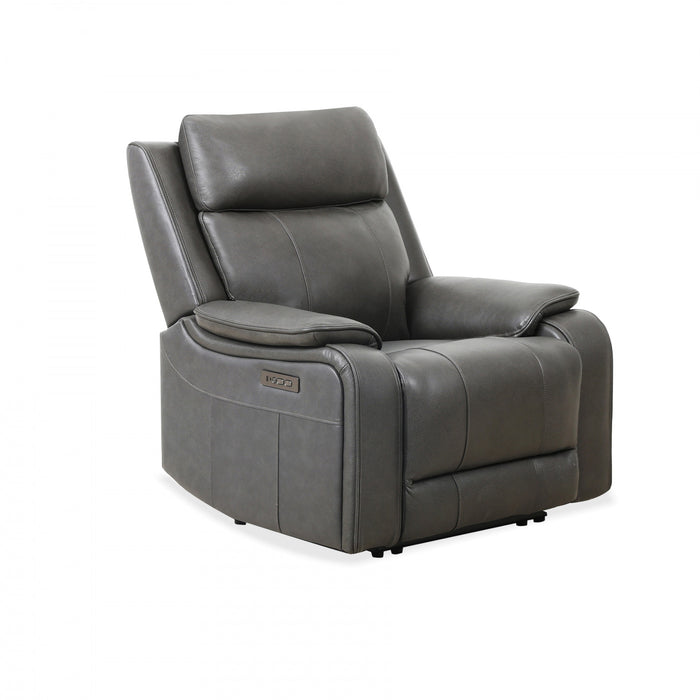 Marlow 37 in. Leather Match Power Glider Recliner with USB/USB-C - Charcoal