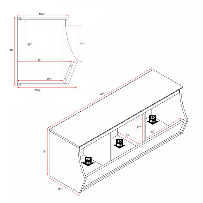 Monterey Stackable 3-Bin Storage Cubbie - White