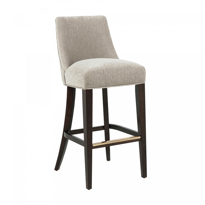Beever Modern Chenille Wood Upholstered Barstool in Taupe - Set of 2 Bar Stool