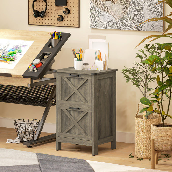 HOMCOM File Cabinet with 2 Drawers Filing Cabinet for A4 Letter, Grey Wash