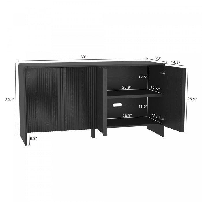 Novara Contemporary 60\" Sideboard in Black (4-Door)