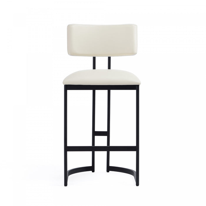 Juno Contemporary Modern Vegan Leather Metal Counter Stool in Ivory