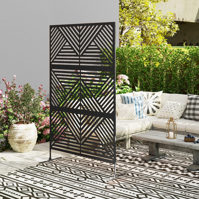Outsunny Metal Outdoor Privacy Screen, Freestanding Outdoor Divider