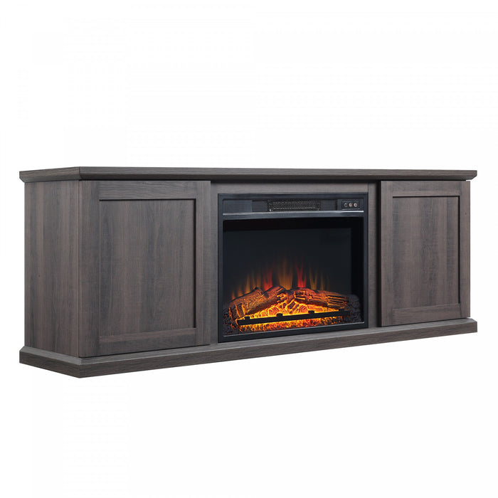 Franklin Modern Farmhouse 2-Piece Electric Fireplace in Black and Brown