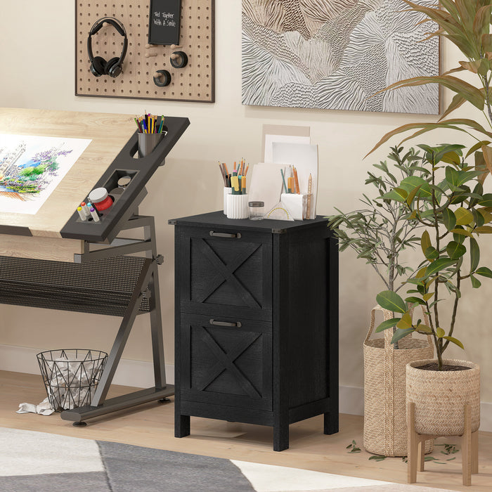 HOMCOM File Cabinet with 2 Drawers Filing Cabinet for A4 Letter, Black
