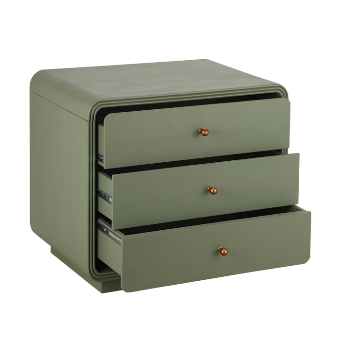 Sophia Modern Nightstand with Storage and Drawer,Olive Green