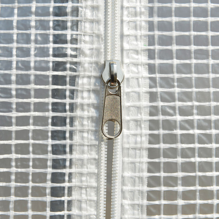 Outsunny 10' X 6.6' X 6.6' Walk-in Tunnel Greenhouse Pe Cover, Zipper Doors Roll-up Side Cover& Mesh Windows, White
