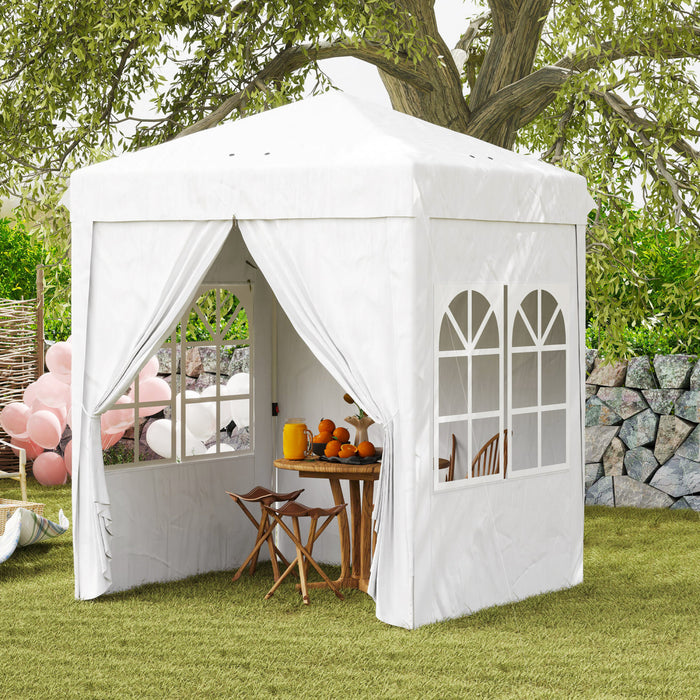 Outsunny 6.7' X 6.7' Pop-up Canopy Tent, Sidewalls, Carry Bag, White