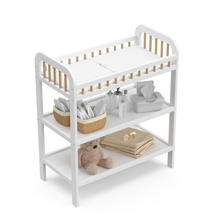 Storkcraft Pasadena Changing Table with Water-Resistant Changing Pad - White/Driftwood