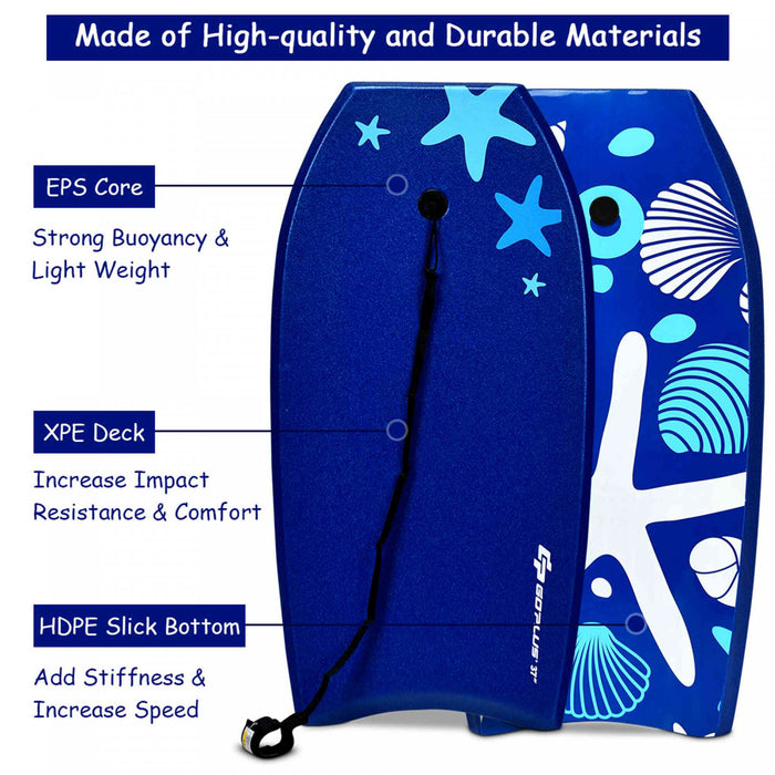 Goplus 33'' Lightweight Super Bodyboard Surfing W/leash Eps Core Boarding Ixpe Starfish