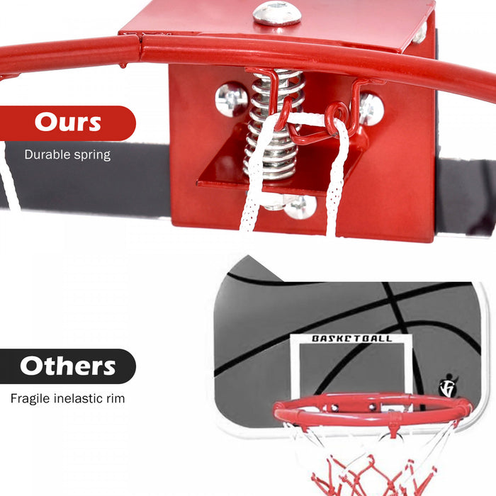 Costway Over-the-door Mini Basketball Hoop Includes Basketball & Hand Pump 2 Nets Indoor Sports