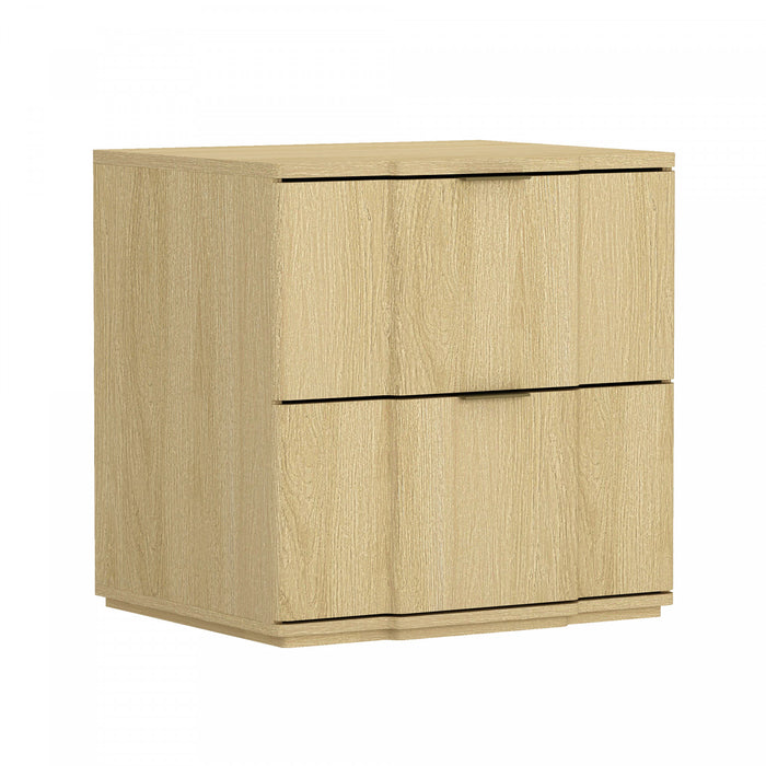 Clive Mid-Century Modern 22\" Nightstand in Natural and Gold (2-Drawer)