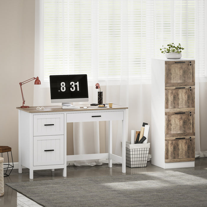 HOMCOM 4 Drawer File Cabinet with Lock Filing Cabinet for A4 Letter White