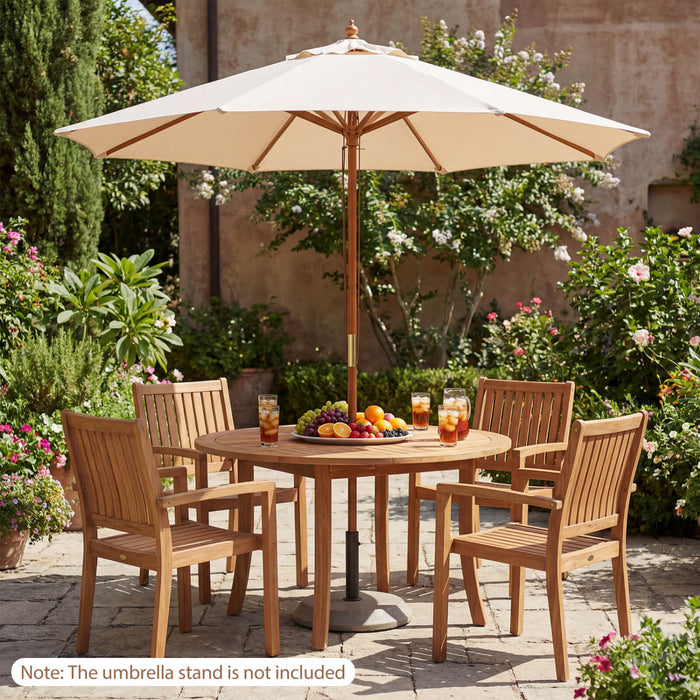 Costway 9 FT Patio Umbrella with Adjustable Height Rope Pulley Lift Vented Top 8 Sturdy Ribs Beige