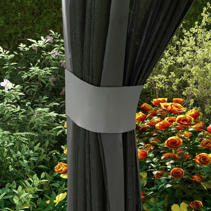 Outsunny 10' X 10' Pop Up Canopy Foldable Party Tent With Nettings, Grey