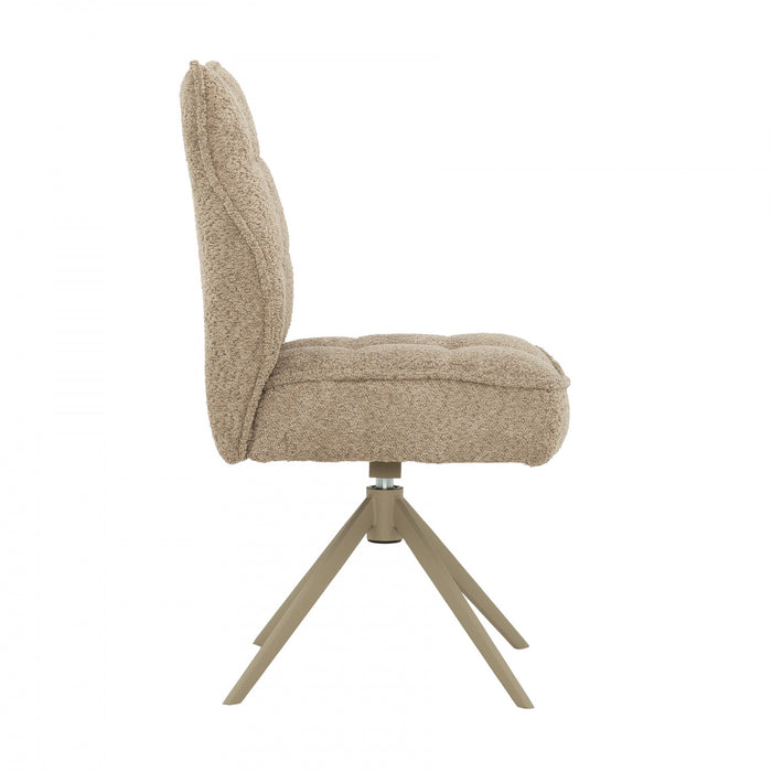 Elowen Taupe Upholstered Swivel Dining Chair (Set of 2)
