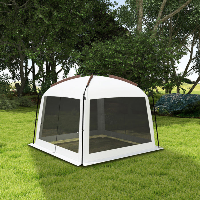 Outsunny Screen Tent, 10' X 10' Screen House With Uv50+ Protection, White