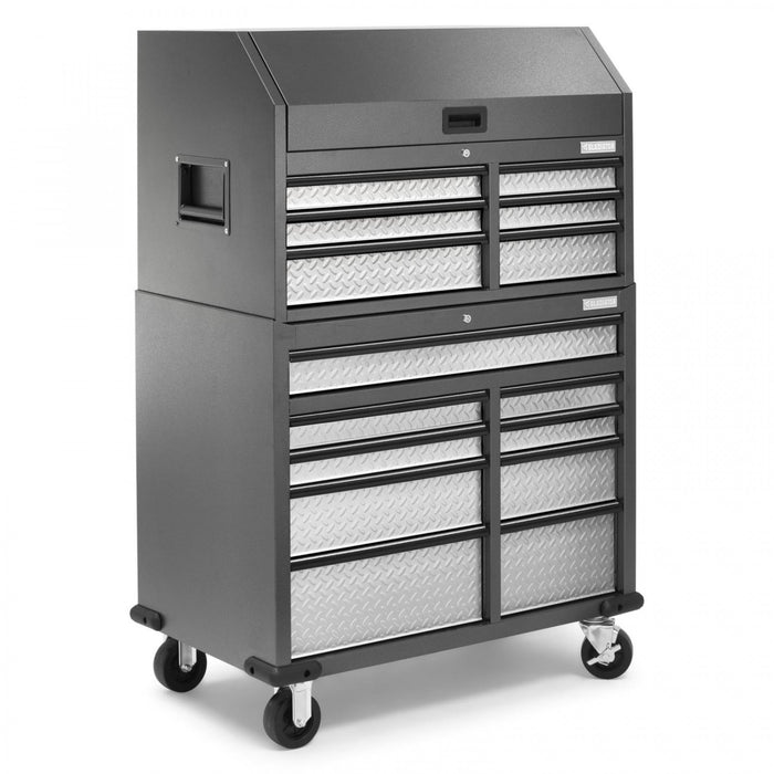Gladiator Premier 41\" 15-Drawer Mobile Tool Chest Combo - Silver Tread