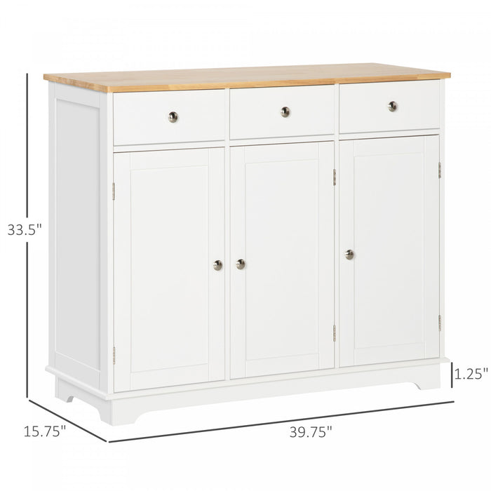 HOMCOM Coffee Bar Cabine, Kitchen Cabinet with Drawers, White