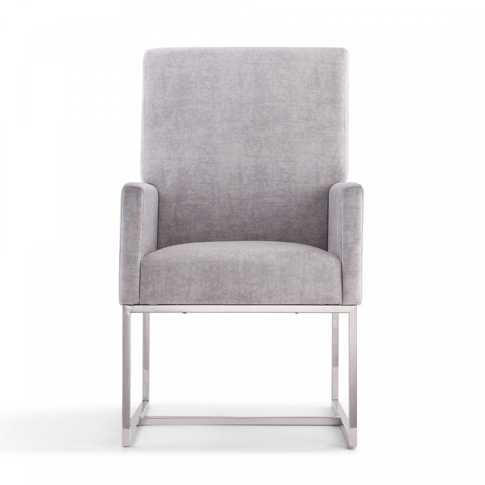 Element Modern Velvet Metal Dining Chair in Gray - Set of 2