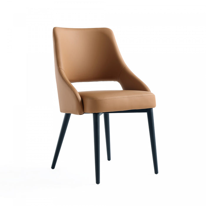 Tremont Modern Metal Vegan Leather Dining Chair in Saddle