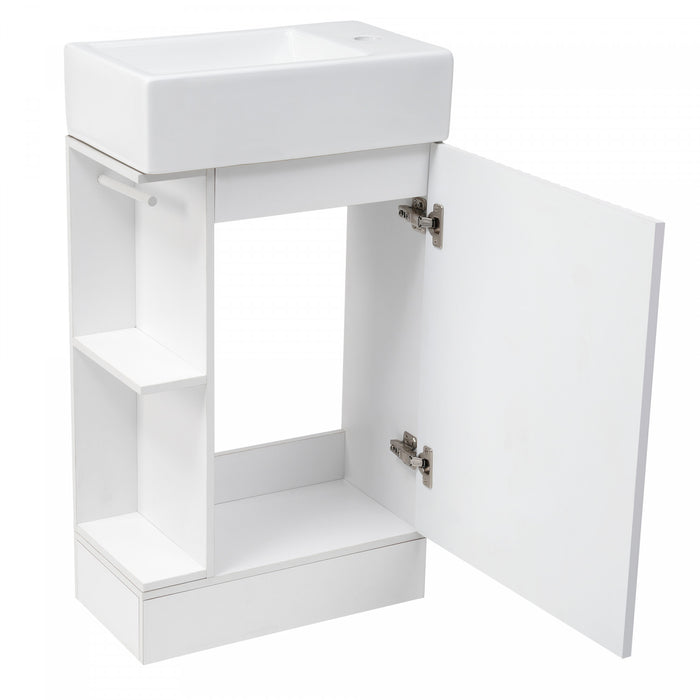 Ethan 18.6\" Bathroom Vanity with Sink and Adjustable Shelf, White